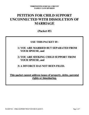 Petition for Child Support Unconnected with Dissolution of Marriage