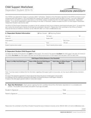 Child Support Worksheet PDF - Anderson University - anderson