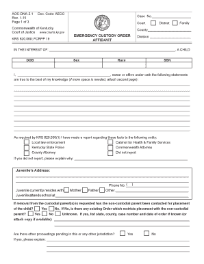 Kentucky Emergency Custody Order