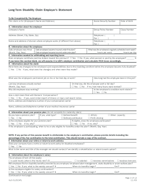 Long-Term Disability Claim Employer Statement