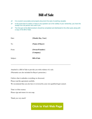 Bill of Sale Agreement