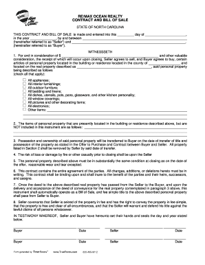 RE/MAX Ocean Realty Contract and Bill of Sale