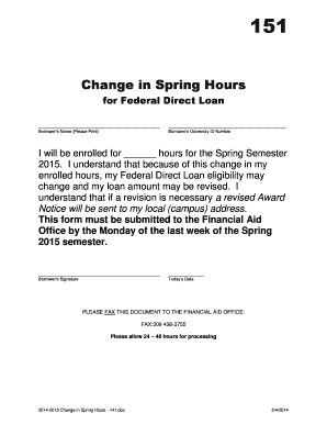Change in Spring Hours Form