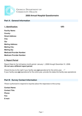 2008 Annual Hospital Questionnaire