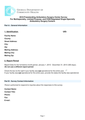 2010 Ambulatory Surgery Center Survey