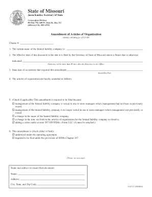Missouri LLC Amendment of Articles of Organization