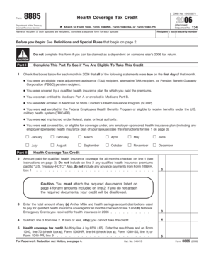 Form 8885 Health Coverage Tax Credit