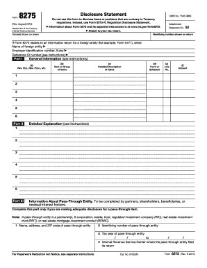 IRS Form 8275 Disclosure Statement