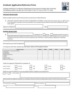 Graduate Application Reference Form