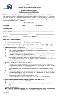 New York Remodel Program Pre-Closing Application Checklist