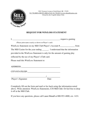 Request for Win/Loss Statement