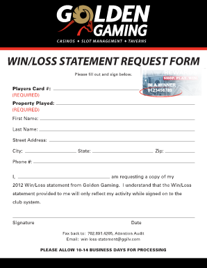 Win/Loss Statement Request Form