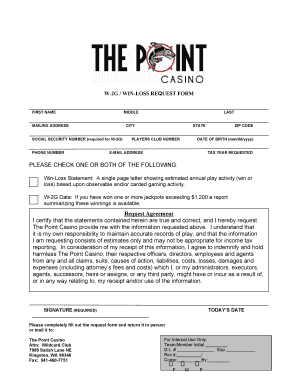 W-2G Win-Loss Request Form