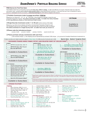 ShareOwner Portfolio Building Service Order Form