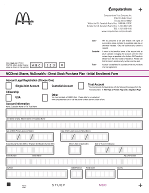 McDonald's Direct Stock Purchase Plan Initial Enrollment Form