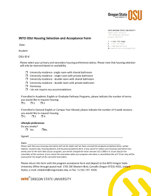 OSU Housing Selection and Acceptance Form