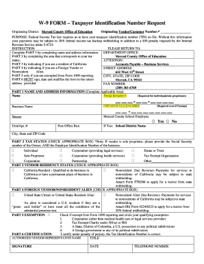 W-9 Form – Taxpayer Identification Number Request