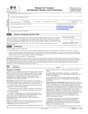 Form W-9 Request for Taxpayer Identification Number and Certification