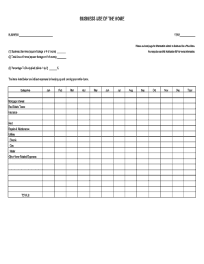Business Use of Home Deduction Form
