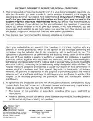 Informed Consent to Surgery Form
