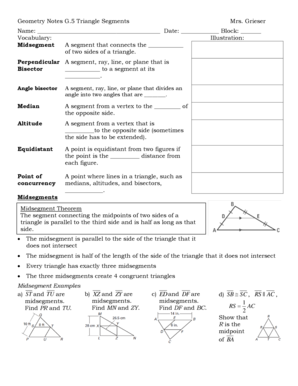 Geometry Notes G.5 Triangle Segments