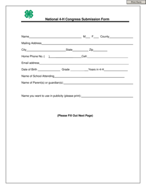 National 4-H Congress Submission Form