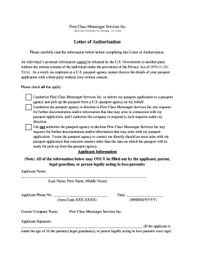 Passport Application Authorization Letter