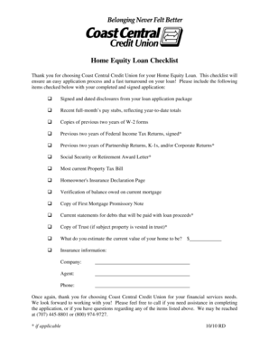 Home Equity Loan Checklist