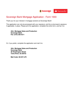 Sovereign Bank Mortgage Application Form 1003
