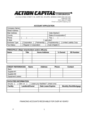 Business Account Application Form