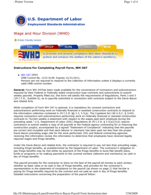 US Federal Davis-Bacon Payroll Form WH-347