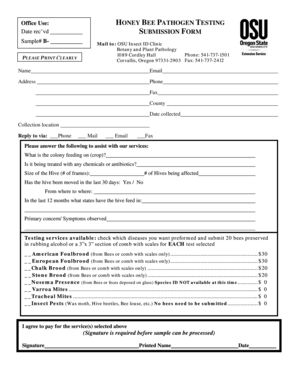 Honey Bee Pathogen Testing Submission Form