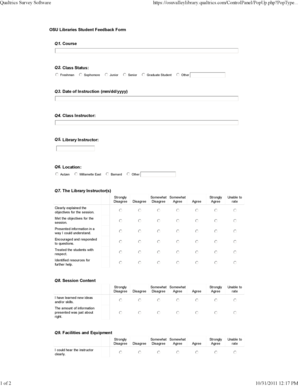 OSU Libraries Student Feedback Form