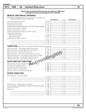 2013 US Itemized Deductions Form