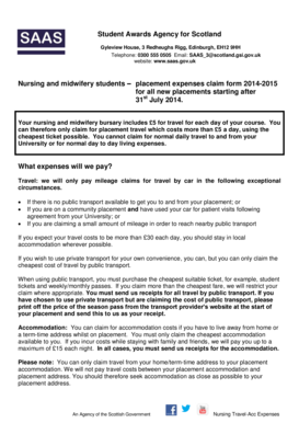 Nursing and Midwifery Placement Expenses Claim Form