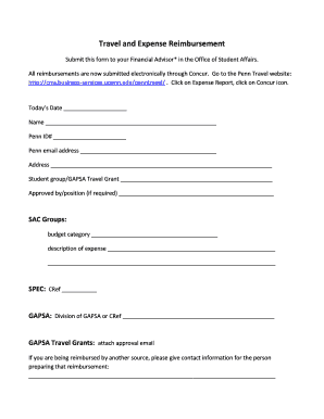 Travel and Expense Reimbursement Form