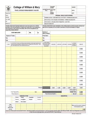 Virginia Travel Expense Reimbursement Voucher