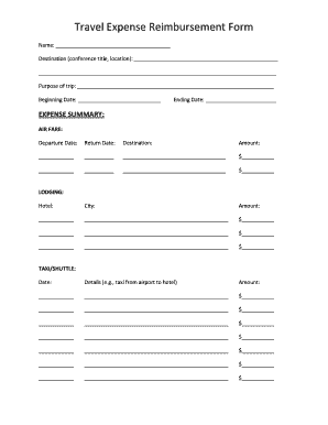 Travel Expense Reimbursement Form
