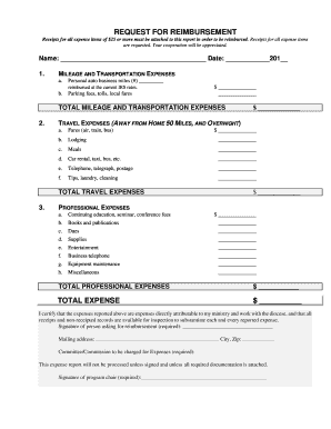 Request for Reimbursement Form