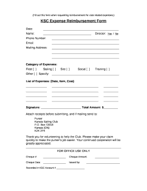 KSC Expense Reimbursement Form - Kanata Sailing Club
