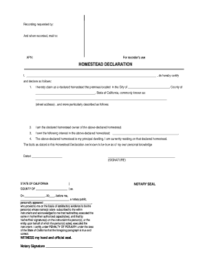 California Homestead Declaration