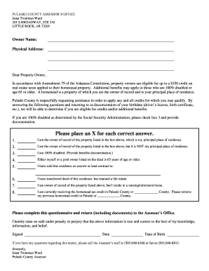 Pulaski County Homestead Tax Credit Application