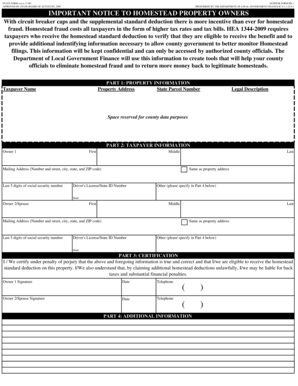 Indiana Homestead Standard Deduction Verification Form