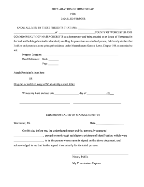 Declaration of Homestead for Disabled Persons