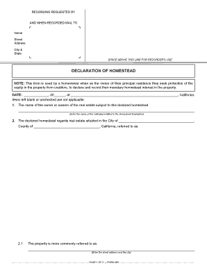California Declaration of Homestead