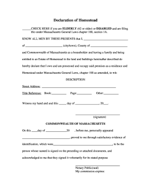 Massachusetts Declaration of Homestead