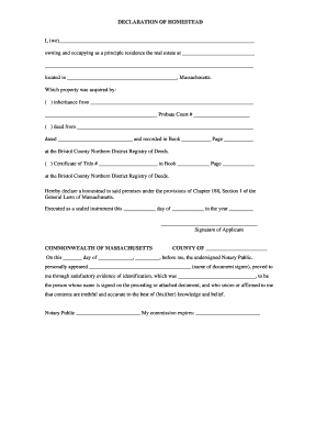 Massachusetts Declaration of Homestead