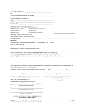 Nevada Declaration of Homestead