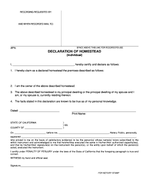 California Declaration of Homestead