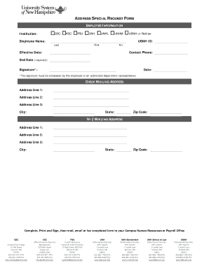 Address Special Request Form